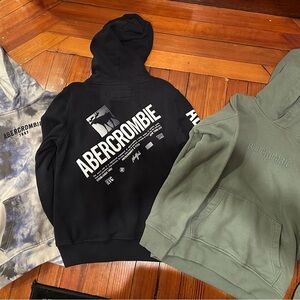 3 Abercrombie & Fitch kids Black and Green Hooded Sweatshirts